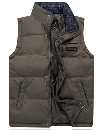 中老年人爸爸羽绒棉马甲男老人爷爷背心秋冬加厚保暖中年老头坎肩 军