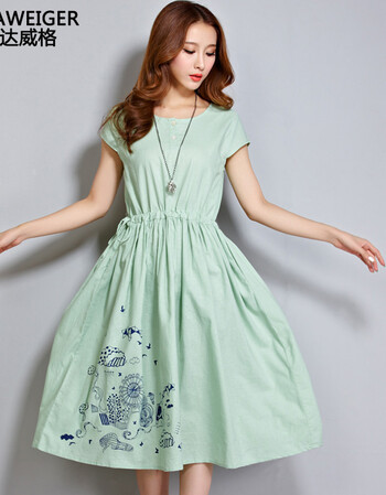 女装 连衣裙 达威格(davieger) 达威格 亚麻连衣裙2016新款夏装学院风