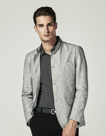 劲霸男装夹克男春季潮流中长版夹克男士帅气薄外套|bkzl1513 浅灰 165