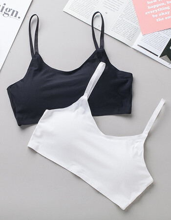 冰丝吊带美背抹胸打底防走光短款小背心裹胸内衣女学生高中少女 黑色2