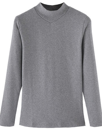 半高领打底衫女长袖t恤修身百搭春秋款显瘦简约纯色新款圆领上衣 灰色