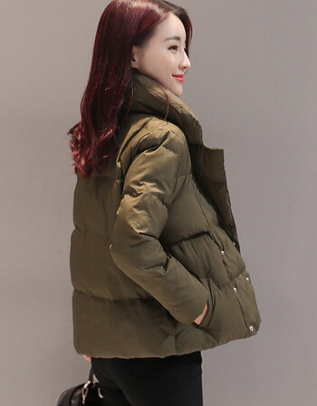 棉衣女款2017冬装新款轻薄小棉袄韩版冬季学生爱棉服外套潮 军绿色 xl