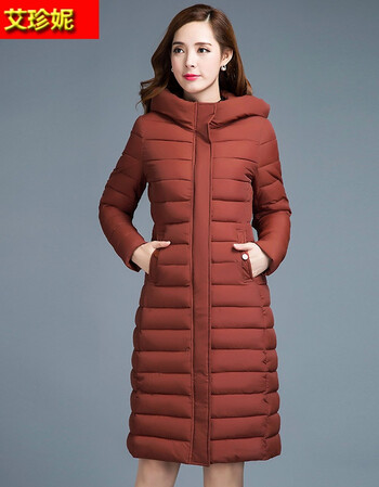 艾珍妮棉衣女中长款2017冬季棉衣外套女装中长款保暖加厚棉服新款长