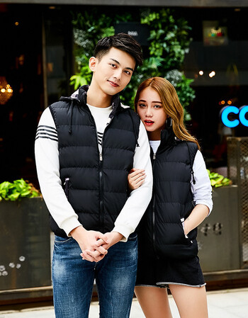 2017秋冬新款羽绒棉马甲男女潮帅气立领坎肩背心情侣马夹外套 黑色 l