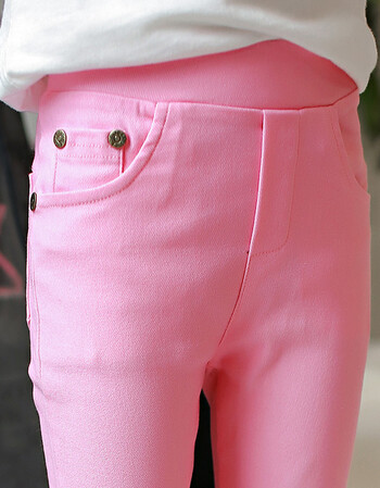 新款女童打底裤宝宝儿童装春秋冬季外穿韩版铅笔仿牛仔长裤子 粉色