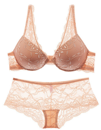 幸福无痕狐狸都市丽人同款一件 欧美蕾丝性感内衣调整型文胸套装深v