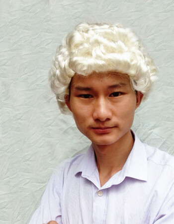 尚秋丹律师假发法官假发 短卷发男女判官舞台扮演假发 男士款