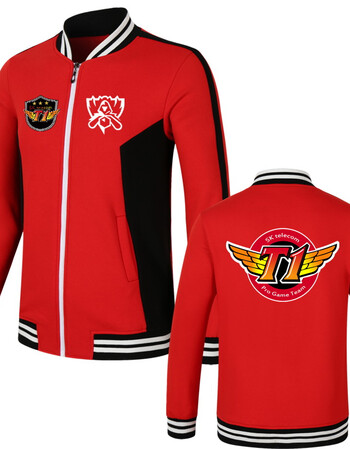 skt2018新队服s7lol游戏周边秋冬卫衣棒球服外套秋冬季 红色14 l