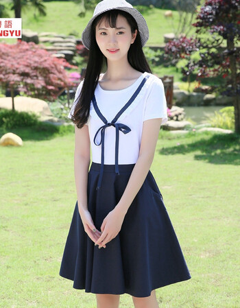 流行新款少女韩版小清新连衣裙女2017夏季初中生夏装中学生学院风裙子