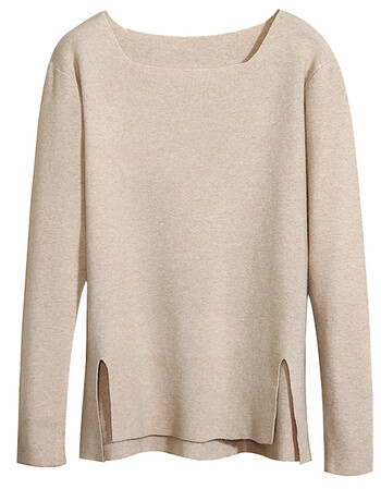 2017秋冬新款女装潮韩版长袖打底衫上衣女修身套头针织衫毛衣 杏色 m