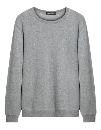 卫衣男士不加绒套头圆领秋季 青年薄款透气衣服运动外套纯色上衣 灰色