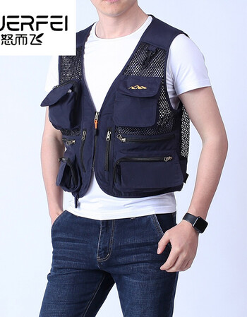 装春夏季多口袋男网眼摄影钓鱼马甲薄款户外运动坎肩外套武警部队服装