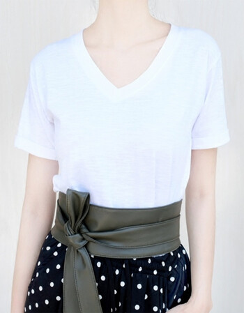 阿坡饵夏季基础款 v领精致收边 加厚 t恤 白色黑色 黑色 l