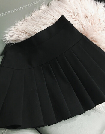 2018春季新款小个子短裙半身裙女短款ulzzang学生韩版高腰百褶裙 黑色