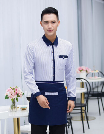 快餐店工作服秋冬装餐饮西餐厅网咖啡厅服务员衬衣定制长袖男女 男
