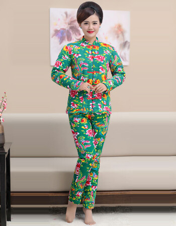 东北大花布手工棉衣纯棉花棉裤男女加厚修身棉袄外套新娘妈妈冬装