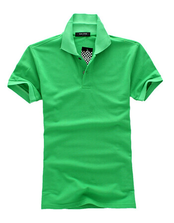 小翻领纽扣短袖t恤男士丅血有带领子的体桖夏季潮2018新款土t 翠绿色