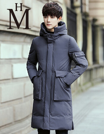 花花公子贵宾花花公子贵宾羽绒服男装冬装中长款连帽羽绒服商务羽绒外