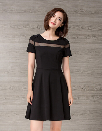 善道儿韩版女装高端品牌服装码修身连衣裙一件 黑色 xl