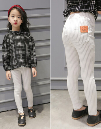 新款女童打底裤春秋冬装宝宝儿童装韩版外穿铅笔仿牛仔长裤子 白色