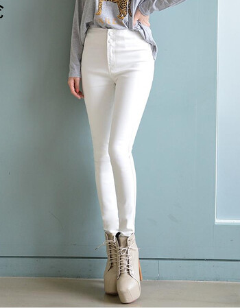 2017秋装新款女装高腰白色牛仔裤女港味韩版百搭裤子显瘦小脚长裤
