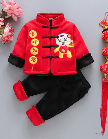 新年装唐装男童套装冬男女童拜年服婴幼儿过年喜庆宝宝