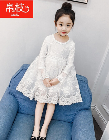 连衣裙春装2018新款儿童洋气裙子韩版中大童小女孩蕾丝公主裙 白色