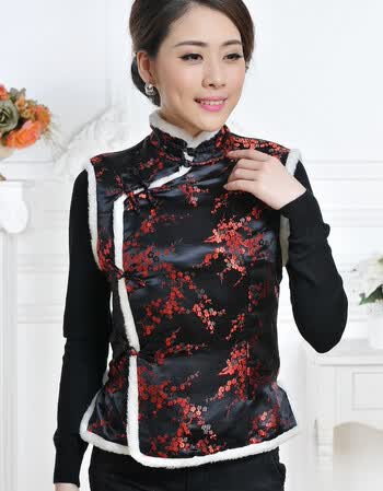 过年传统中式民族服装演出女士喜庆金饼秋冬季棉唐装马甲马夹大红 女