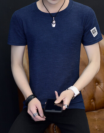 韩利郎男装夏天小伙t恤衫短袖半袖韩版潮流修身体恤中袖衣服青年男士
