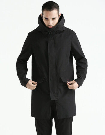 风衣男中长款韩版2018新款青年休闲连帽男士外套 黑色 180/96a xl