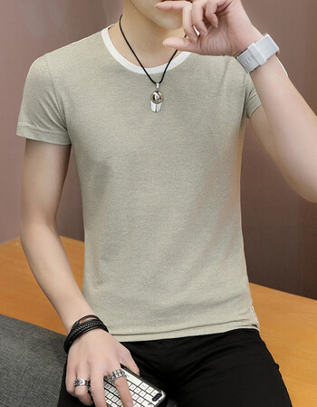 短袖t恤男士运动夏季休闲紧身t恤圆领纯色修身棉t恤男款打底汗衫潮