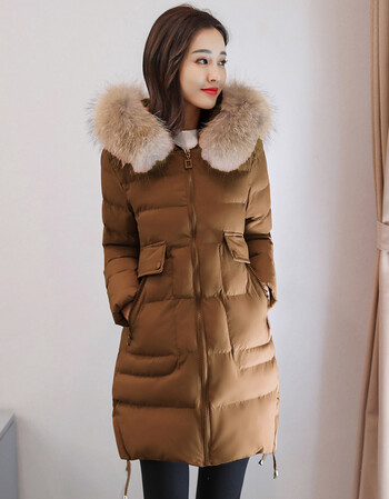 新款真骆子毛领衣外套女韩版时尚气质保暖 焦糖色 2xl