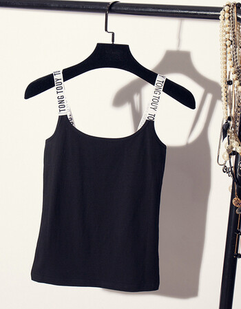 夏季新款字母吊带衫背心修身显瘦纯棉百搭简约无袖字母吊带背心女