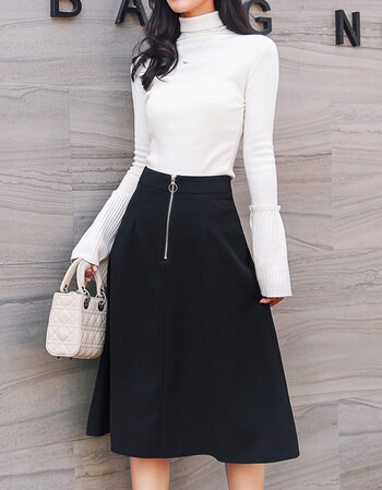 白色半身裙女中长款 夏季2018春新款大码雪纺chic伞裙高腰a字裙子sn