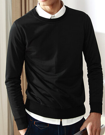 潮学生男士圆领套头卫衣加厚大码潮男生潮牌外套冬 纯黑色薄款卫衣 xl