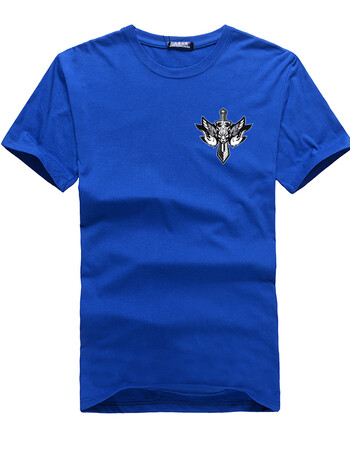 短袖t恤男 肥仔加大码 男士圆领宽松运动半袖 蓝色 战狼 6xl建议220