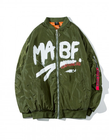 欧美街头潮牌飞行夹克bf风潮牌嘻哈棒球服外套 绿色 l
