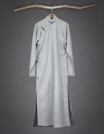 民国风男士长衫中式男装马褂长袖先生复古唐装相声长袍大褂演出服 浅