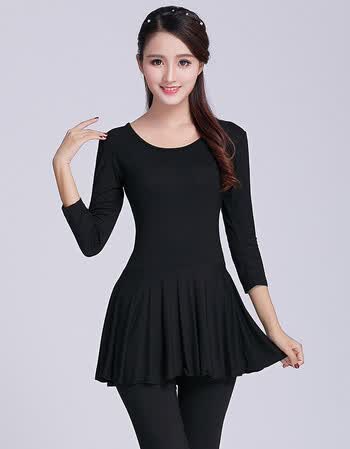 新款广场舞服装新款女中长袖上衣秋季拉丁舞蹈服装练功服跳舞衣服