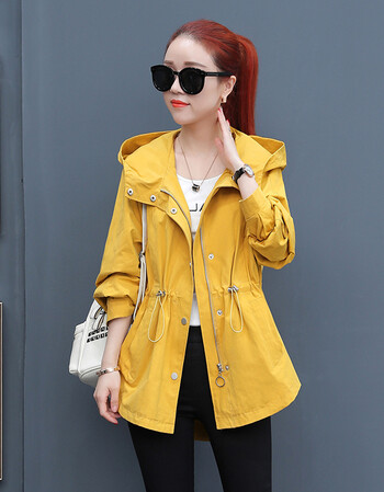 春款外套女2018新款韩版百搭收腰系带上衣女宽松显瘦休闲连帽夹克