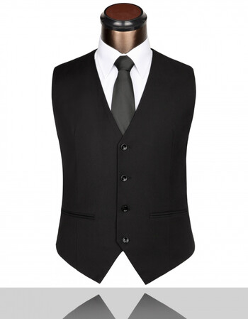 男士西装马甲英伦四扣羊毛背心韩版修身商务绅士西服马褂 黑色 52
