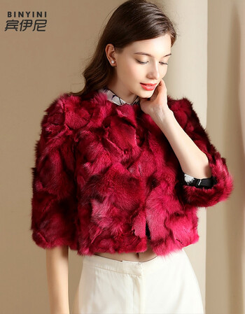 宾伊尼(binyini)品牌2017秋冬新品狐狸毛外套短款显瘦保暖加厚皮草
