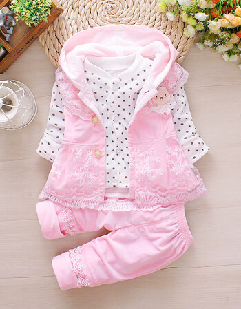 女婴儿衣服春秋季5五6六7七8八9九10十个月女宝宝三件套装0-1岁 8550