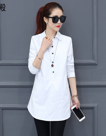 加绒加厚中长款衬衫女长袖上衣2017新款韩范秋冬保暖打底衬衣 加绒