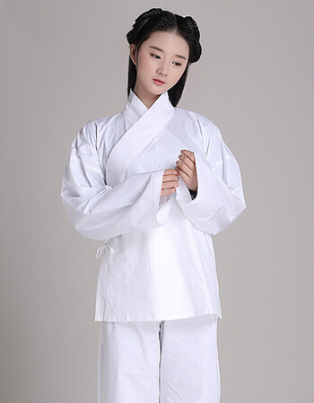 汉服男女棉中衣居家睡衣禅修练功服 白色 165