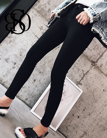 潮牌黑色打底裤女外穿长裤春秋薄款弹力紧身小脚裤高腰显瘦学生铅笔裤