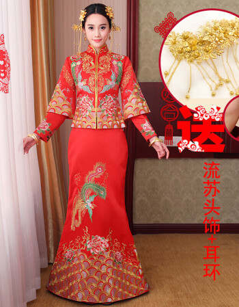 夏爾維納中式結婚禮服龍鳳褂新娘禮服結婚敬酒服中式嫁衣旗袍秀禾服喜