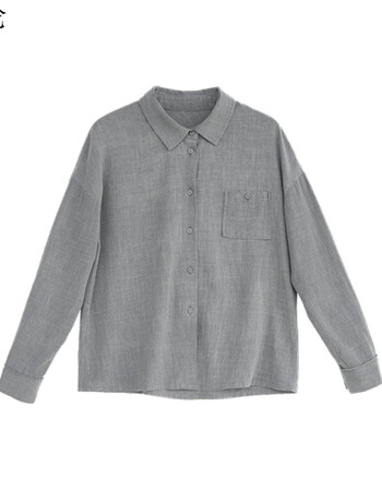 秋冬复古小格子衬衫女长袖文艺气质百搭衬衣/读书人/ 织锦灰 s