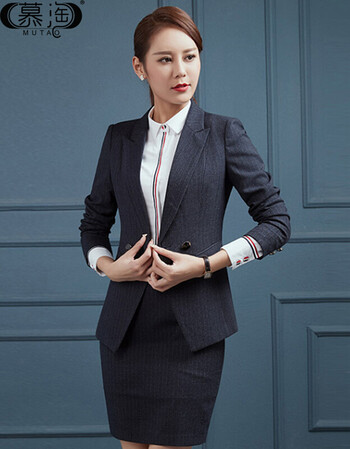 慕淘2017新款职业装女白领套装黑西装套裙工装制服气质珠宝店美容院