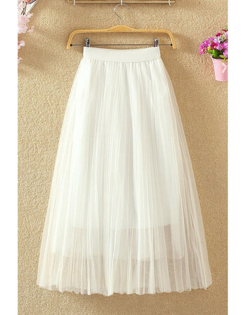 2018春季新款白色网纱裙半身裙夏中长款百褶裙蓬蓬裙韩版仙女纱裙